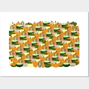 Harvest Pattern Autumn Squash Posters and Art